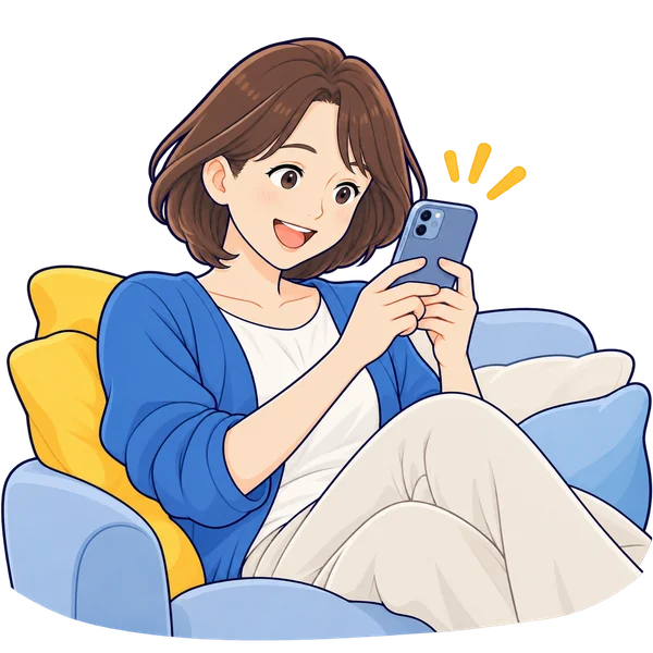 スマホで授業を見る女性